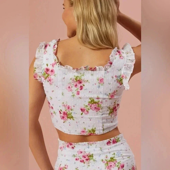 Altar'd State Belle Pink Floral Corset Top NWT - Picture 3 of 6